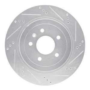 Cadillac STS Brake Rotor (1) - Rear Right - R1 Concepts - Drilled & Slotted - Silver - `05-`11
